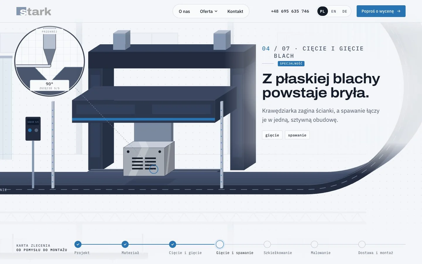 Strona Stark Polska: animacja „Z płaskiej blachy powstaje bryła”, rysowana kodem
