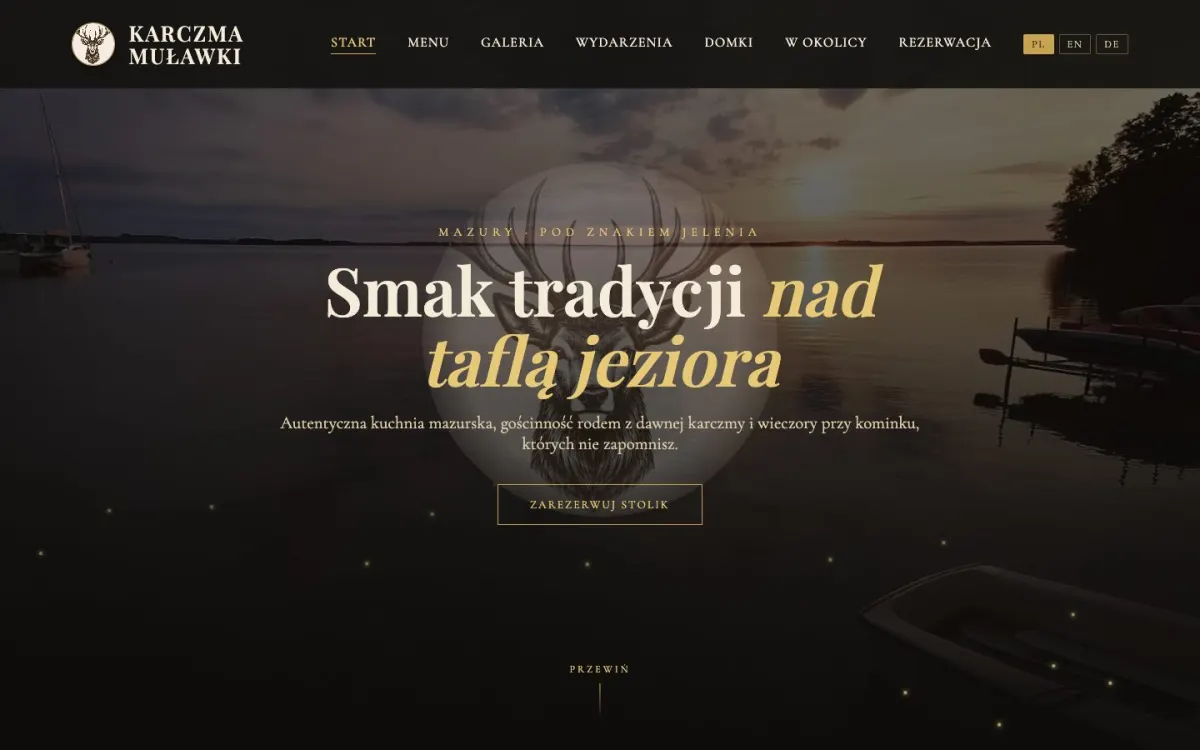 Strona główna Karczmy Muławki: hasło „Smak tradycji nad taflą jeziora”