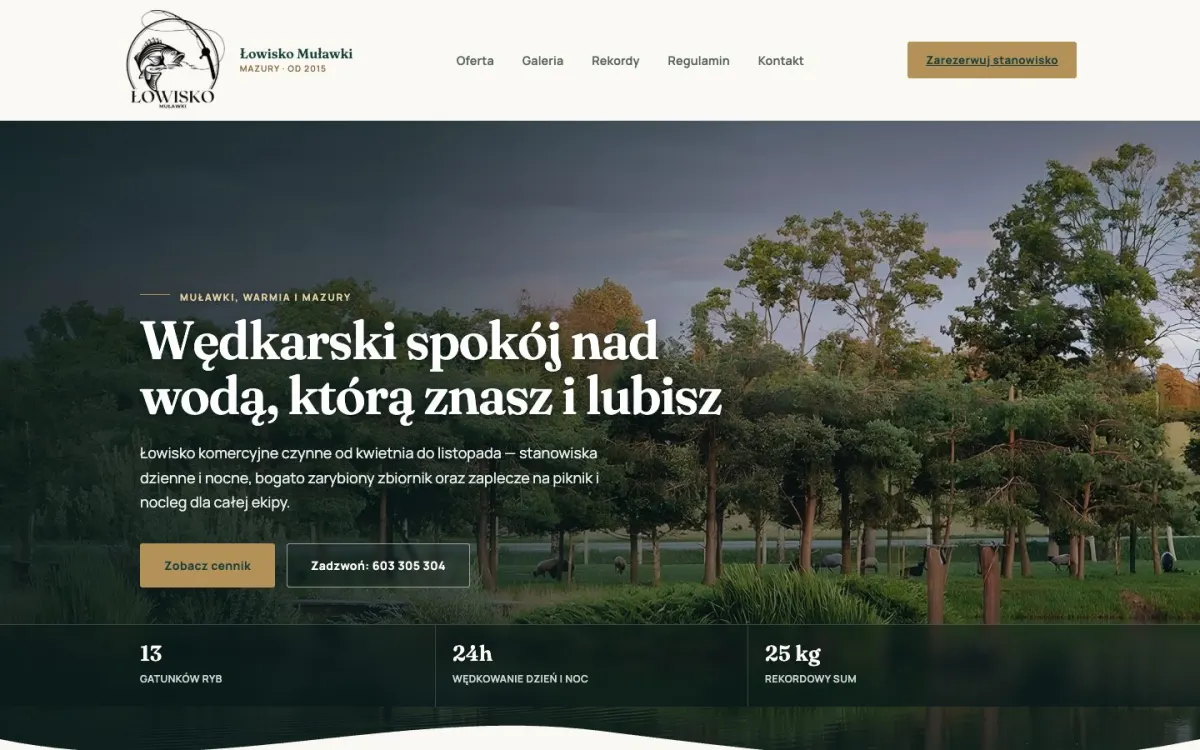 Strona główna Łowiska Muławki: hasło „Wędkarski spokój nad wodą, którą znasz i lubisz”